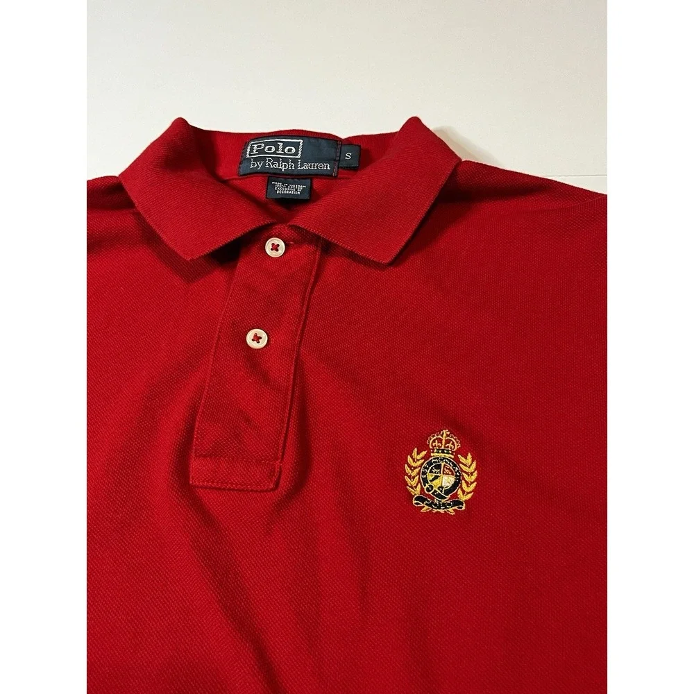 Vintage Polo Ralph Lauren 90s Crest Golf Shirt Size Small Red
